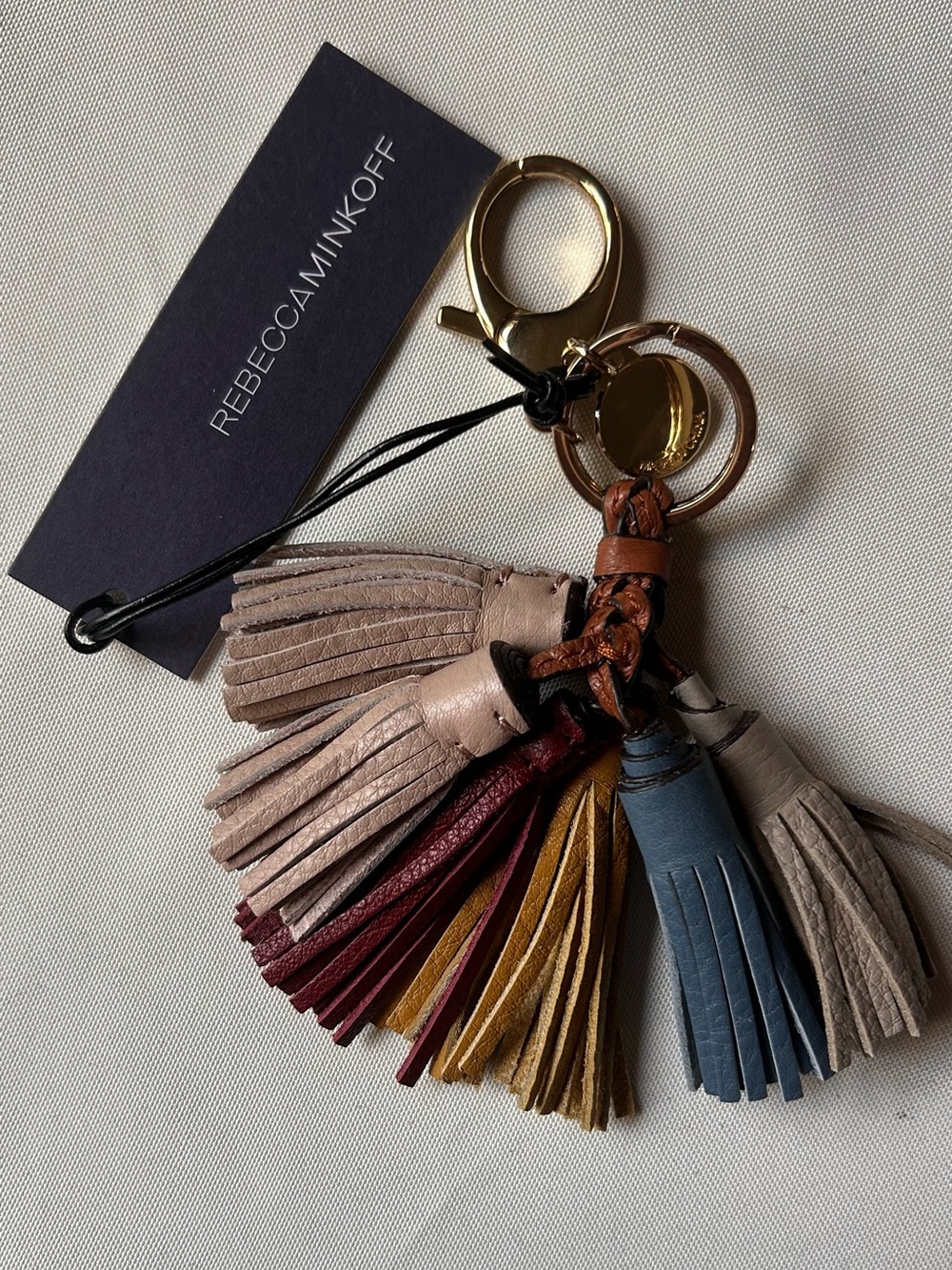 Rebecca Minkoff Multicolor Leather Tassel KEYCHAIN or bag charm NWT
